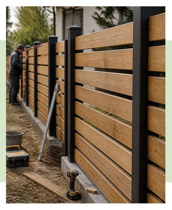 Монтаж горизонтального деревянного забора из дерева в Устях-Илимске